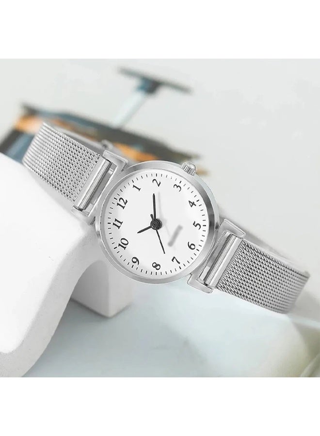 DUNISO 2Pcs Watch Bracelet Set Women's Elegant Business Watch Set Classic Alloy Strap Ladies Watch with Rhinestone Encrusted Bracelet for Lady Female Girls Minimalist Slim Thin Casual Dress Quartz Wrist Watches - Image 2