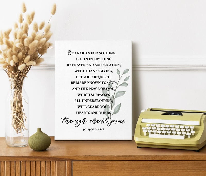 WKYAER Philippians 4:6-7 Canvas Wall Art Decor, Be Anxious for Nothing Prints Poster for Home, Scripture Prayer Wall Decor, Christian Gift Size 12x16 - Image 4