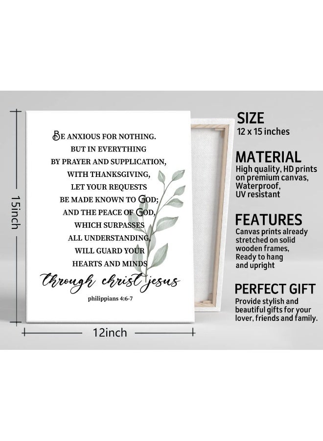 WKYAER Philippians 4:6-7 Canvas Wall Art Decor, Be Anxious for Nothing Prints Poster for Home, Scripture Prayer Wall Decor, Christian Gift Size 12x16 - Image 3