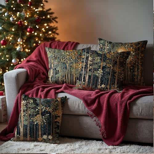 BUJSP Rustic William Morris Inspired Autumn Forest Decor Throw Pillow Covers 18x18 Set of 4,Vintage Botanical Nature Decorative Throw Pillow Covers for Home Bedroom Living Room,Fall Home Room Decor - Image 3