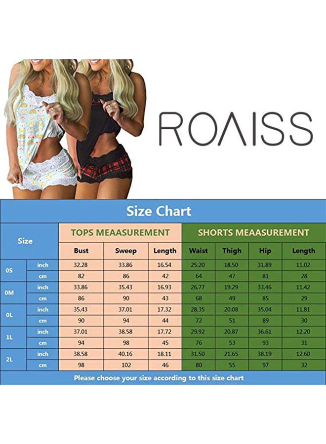 NIBEMINENT Women'S 2 Piece Pajama Suit Cute Printed Suspender Vest And Shorts Set Classic Solid Color Lapel Silk - Image 2