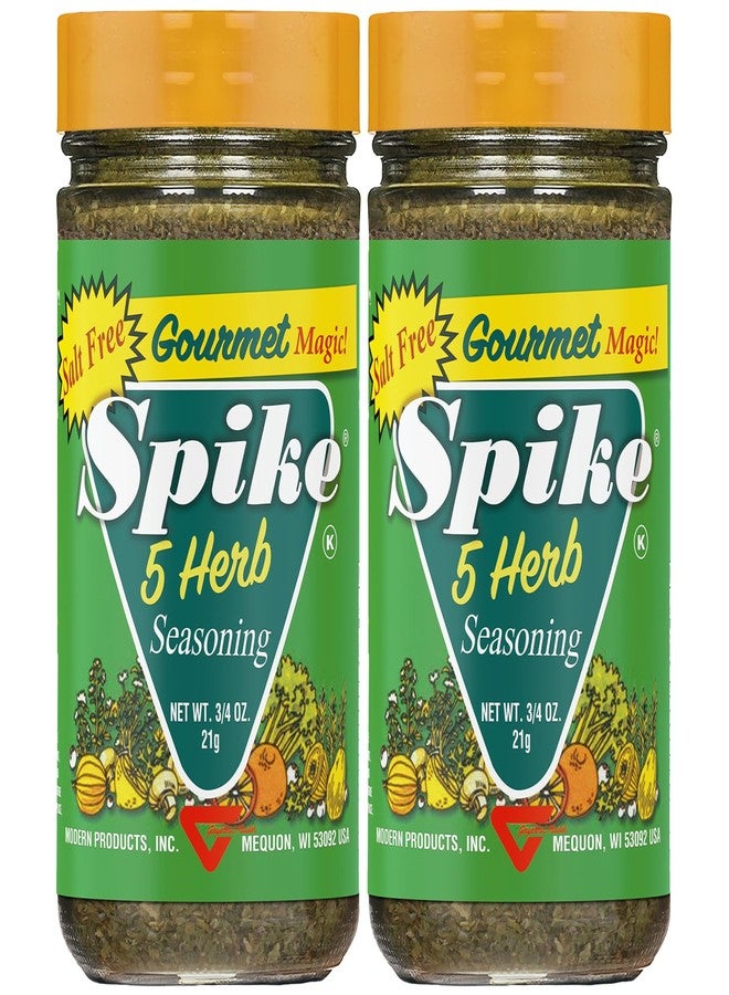 Spike 5 Herb Seasoning, Salt-Free, 2-Pack - Fragrant & Flavorful Blend of Mediterranean Herbs, 0.75 Oz Ea - Image 1