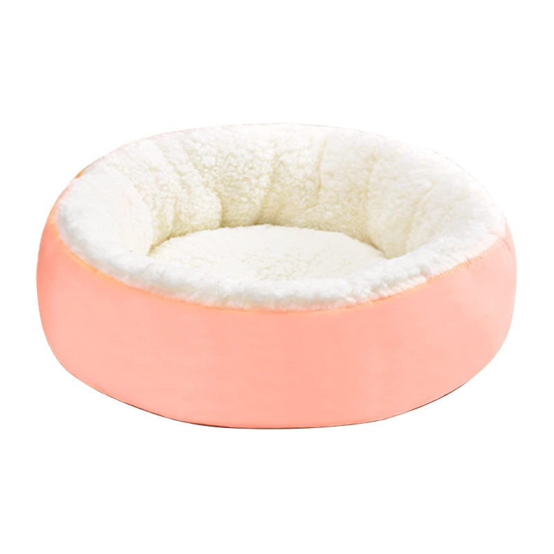 Round Furry Calming Pet Bed for Small Dogs and Indoor Cats Size L Color A - Image 2