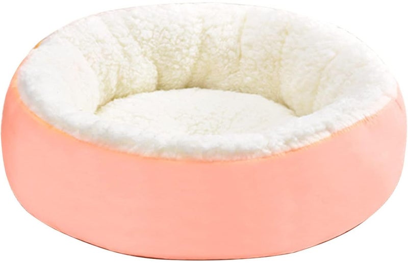 Round Furry Calming Pet Bed for Small Dogs and Indoor Cats Size L Color A - Image 1
