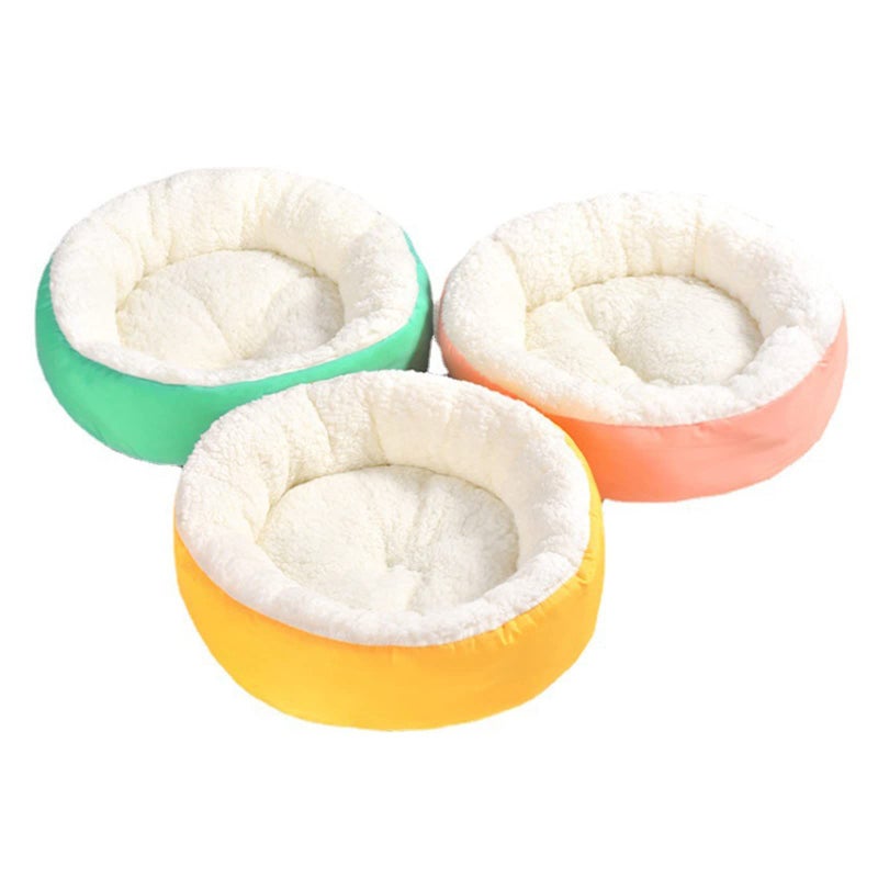 Round Furry Calming Pet Bed for Small Dogs and Indoor Cats Size L Color A - Image 4