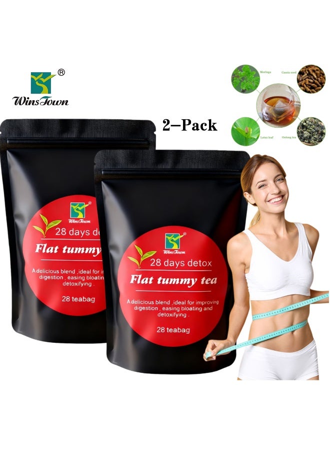 وينز تاون عبوتان من شاي التخسيس العضوي لمدة ٢٨ يومًا: يعزز هضم وامتصاص الدهون، ويحسن حركة الأمعاء، ويدعم صحة المعدة، ويساعد على الهضم، ويقلل من تراكم الدهون في منطقة البطن. - Image 1