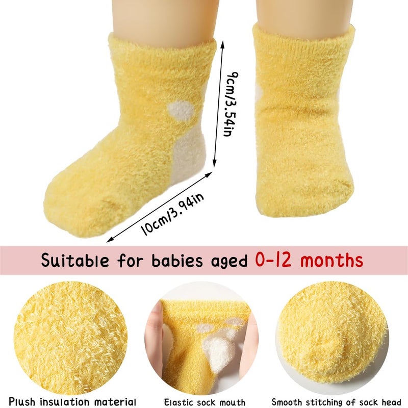 YINXIANJIN 5Packs Coral Fleece Baby Socks for Winter Cozy Fluffy Soft Warm Thermal Plush Socks for Infant Boys Girls Kids (US, Age, 0 Months, 12 Months) - Image 2