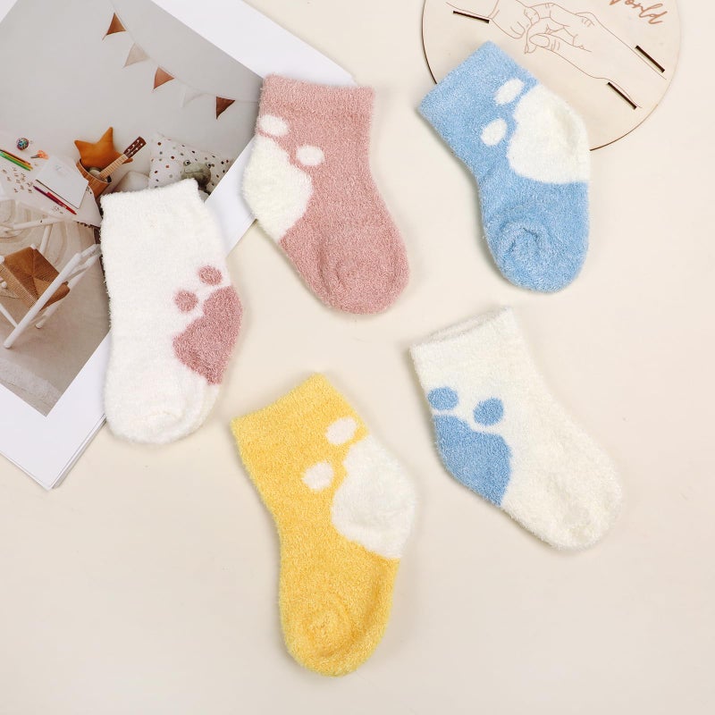 YINXIANJIN 5Packs Coral Fleece Baby Socks for Winter Cozy Fluffy Soft Warm Thermal Plush Socks for Infant Boys Girls Kids (US, Age, 0 Months, 12 Months) - Image 4
