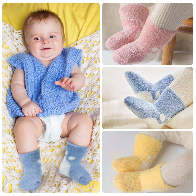 YINXIANJIN 5Packs Coral Fleece Baby Socks for Winter Cozy Fluffy Soft Warm Thermal Plush Socks for Infant Boys Girls Kids (US, Age, 0 Months, 12 Months) - Image 5