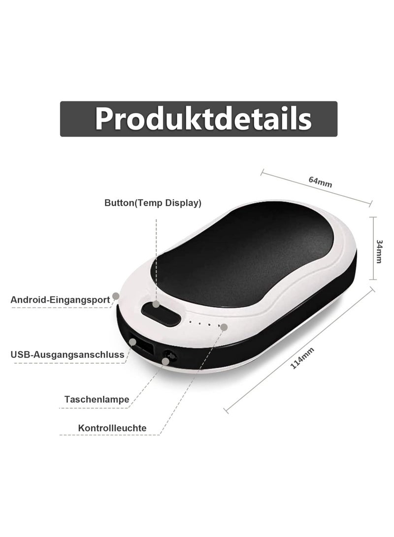general Rechargeable hand warmer 10000mAh mobile power supply USB 3-level temperature setting LCD display, winter gift, suitable for women, men, children - Image 5