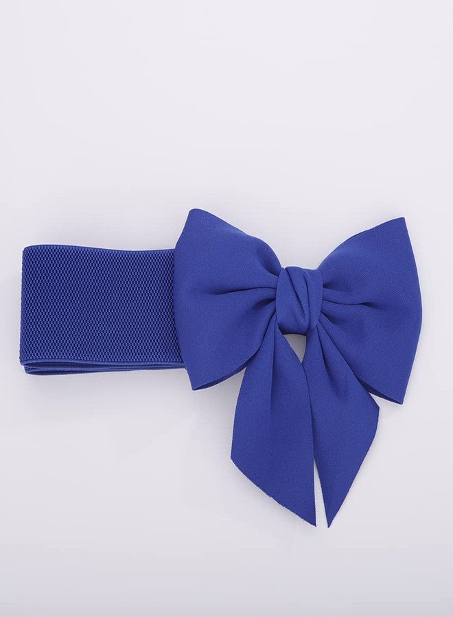 ويوپار حزام خصر عريض مطاطي أنيق من Wiwpar للنساء، مزين بفيونكة، حزام خصر مطاطي أنيق مزين بفيونكة (أزرق) - Image 4