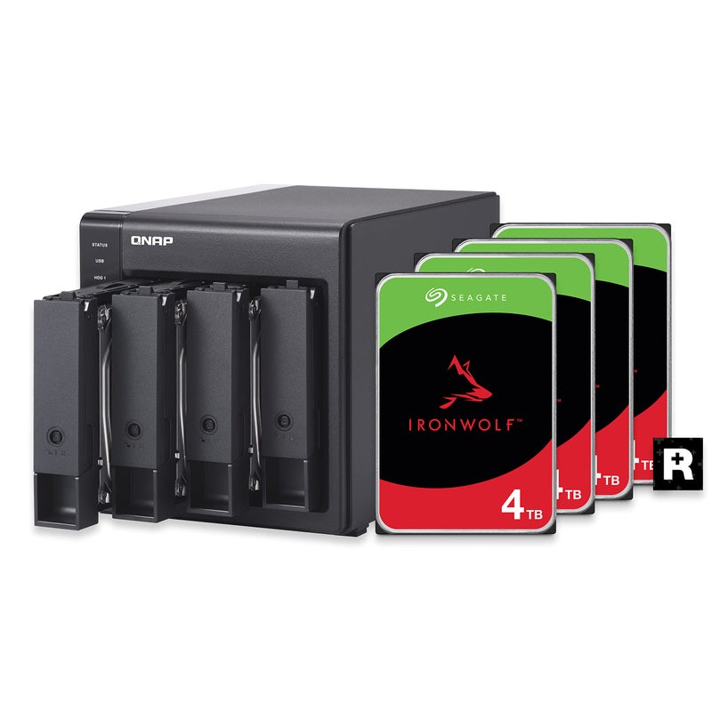 QNAP 4 Bay DAS USB TypeC with 12TB Storage Capacity Preconfigured RAID 5 Seagate IronWolf HDD Bundle TR00444STUS
