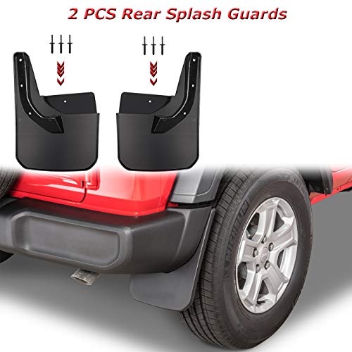 Sunluway Front & Rear Splash Guards Fender Flares Mud Flaps for Jeep Wrangler JL JLU 2018 2019 2020 2021 2022 2023 Sahara Sport Sports (Exclude Rubicon) - Image 4