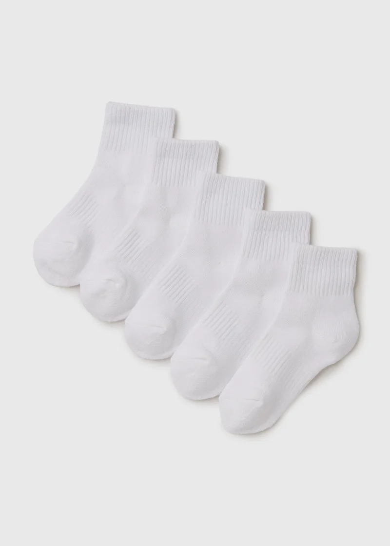 Matalan 5 Pack Boys White Sports Socks