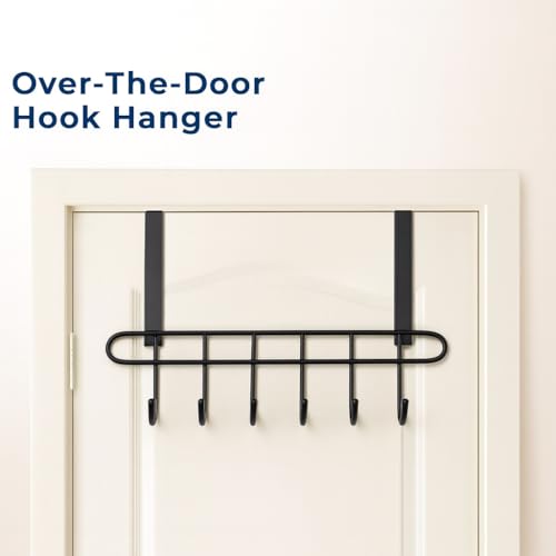KYMIO Over-The-Door Hook (Pack of 1), Heavy-Duty Over Door Hanger Holder for Coat Hanging, Robe, Hat, Clothes, Towels, Bathroom Organiser, Towel Rack, 7 Hooks, Matte Black - Image 5