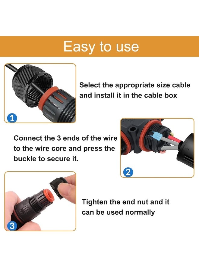 Melfi Outdoor Ip68 Waterproof Connector - 250V 16A Cable Wire For Gland Sleeve, Garden, Construction, And Plant Use | Fire Retardant, Suitable For 6-12Mm Wire Diameter (Ip68 - T Type 3Pin, 1Pcs) - Image 5