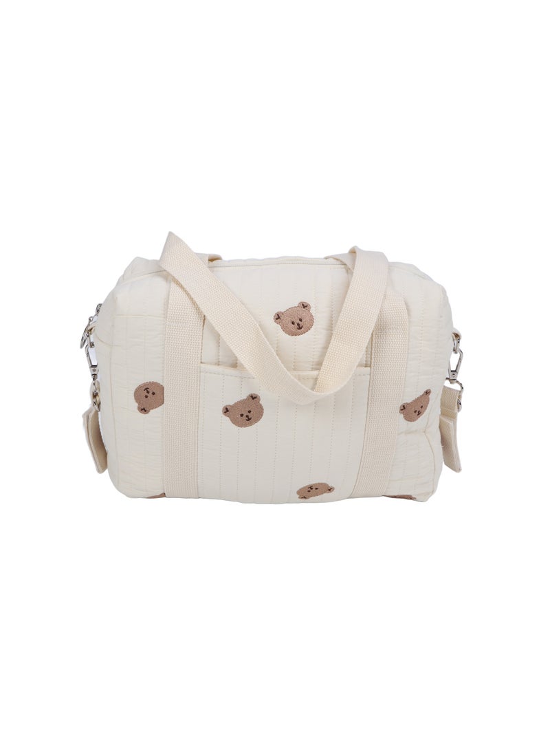 Velaurs Multifunctional Stroller Storage Bag, Diaper Bag, Zipper Embroidered Tote Bag Reusable (Bear)  - Image 1