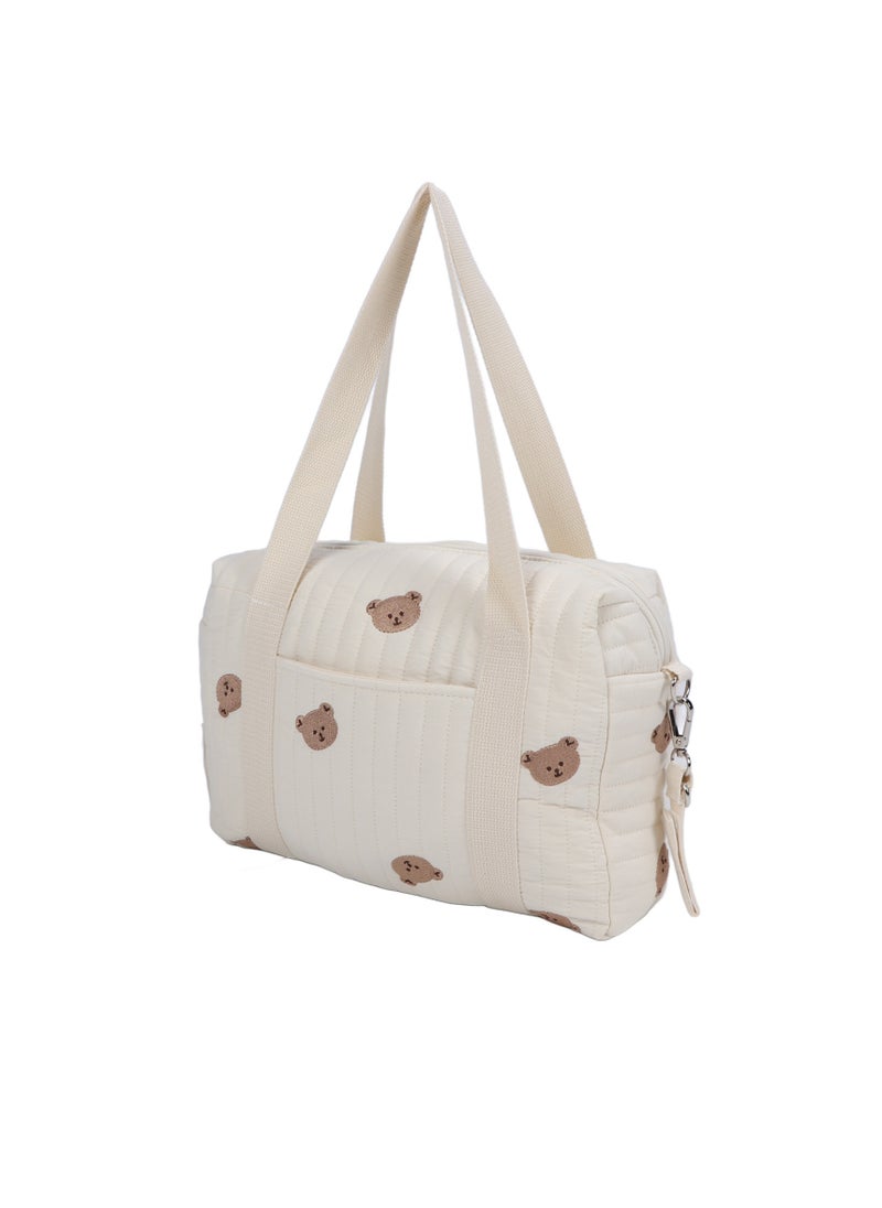 Velaurs Multifunctional Stroller Storage Bag, Diaper Bag, Zipper Embroidered Tote Bag Reusable (Bear)  - Image 2