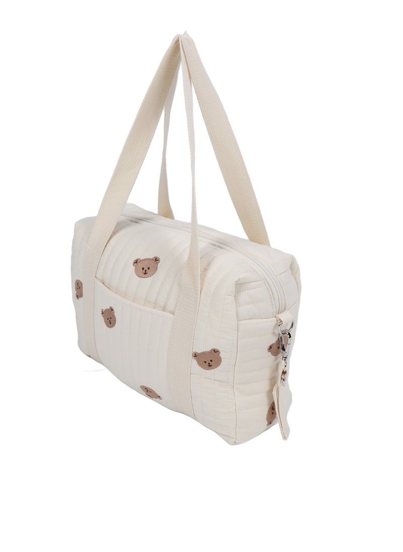 Velaurs Multifunctional Stroller Storage Bag, Diaper Bag, Zipper Embroidered Tote Bag Reusable (Bear)  - Image 3