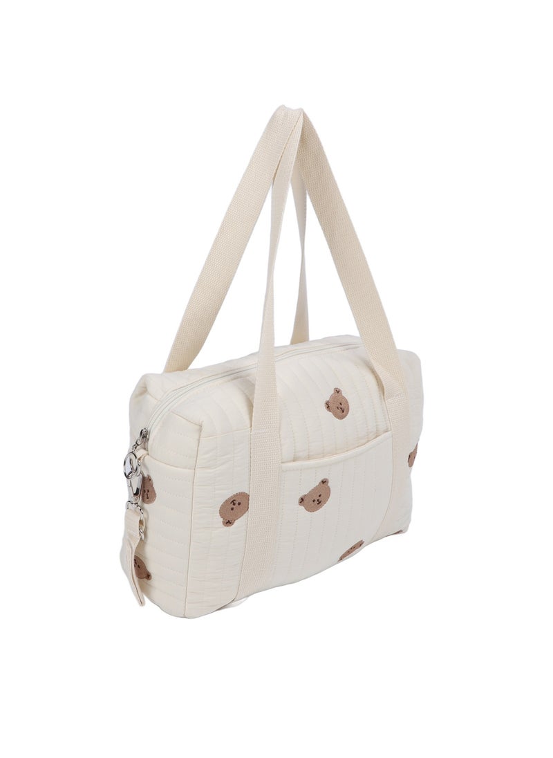 Velaurs Multifunctional Stroller Storage Bag, Diaper Bag, Zipper Embroidered Tote Bag Reusable (Bear)  - Image 4