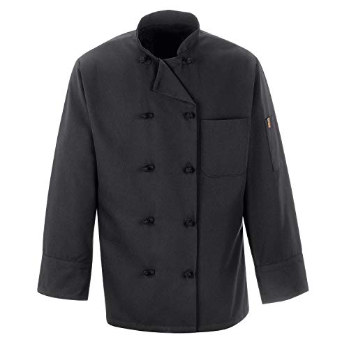 Chef Designs Red Kap Chef DesignsSpun Poly Black Chef Coat, Black, X-Small - Image 2