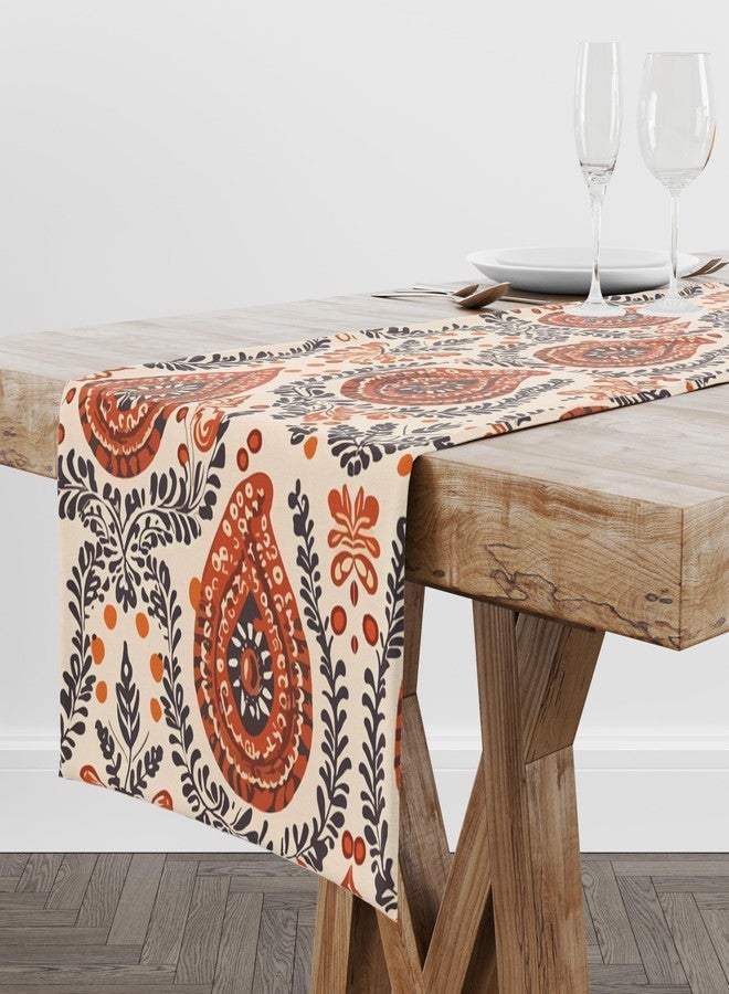 Astitva Cotton Table Runner - 13 x 72 Inches | Brown, Blocks Print Dining Table Cloth | Elegant 6-8 Seater Runner - Image 2