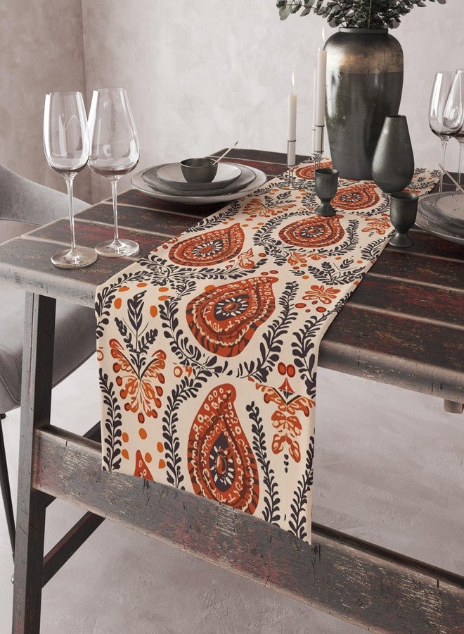 Astitva Cotton Table Runner - 13 x 72 Inches | Brown, Blocks Print Dining Table Cloth | Elegant 6-8 Seater Runner - Image 3