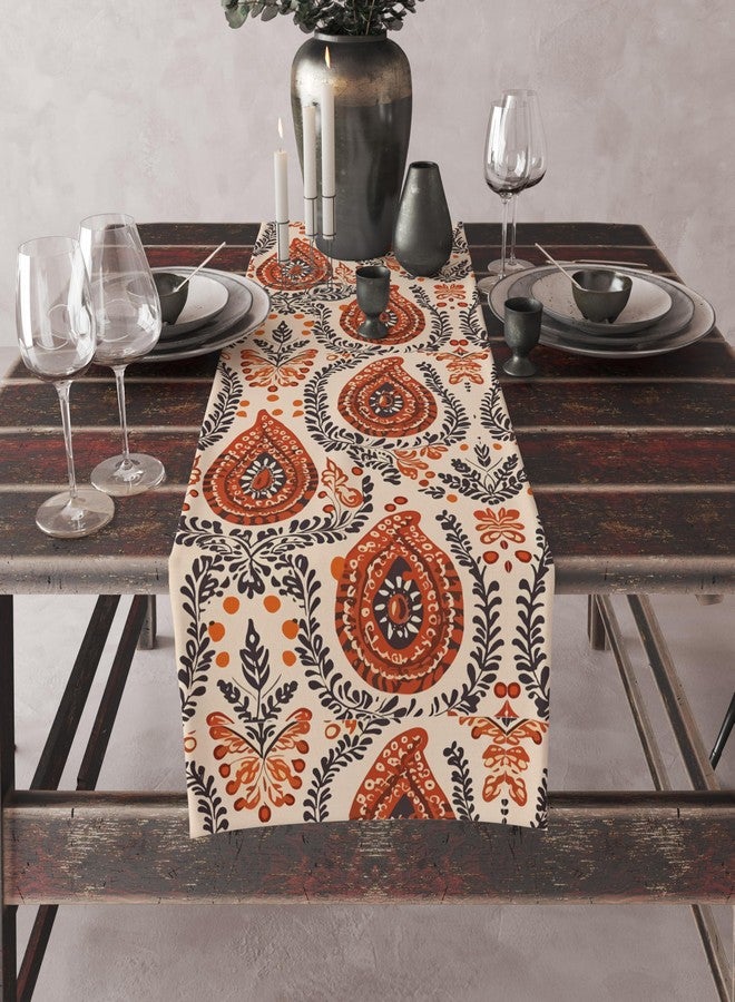 Astitva Cotton Table Runner - 13 x 72 Inches | Brown, Blocks Print Dining Table Cloth | Elegant 6-8 Seater Runner - Image 4