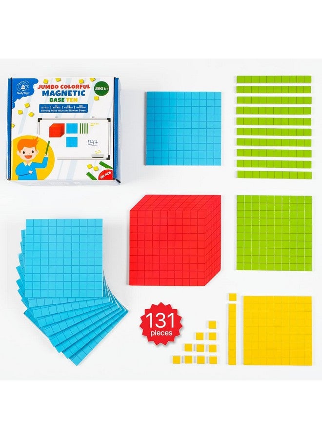 Simply magic 131 PCS Jumbo Magnetic Base Ten Blocks for Math, Place Value Blocks, Magnetic Base 10 Blocks Set for Teachers, Math Blocks for Counting, Counting Blocks, Magnetic Math Manipulatives K-3 - Image 1