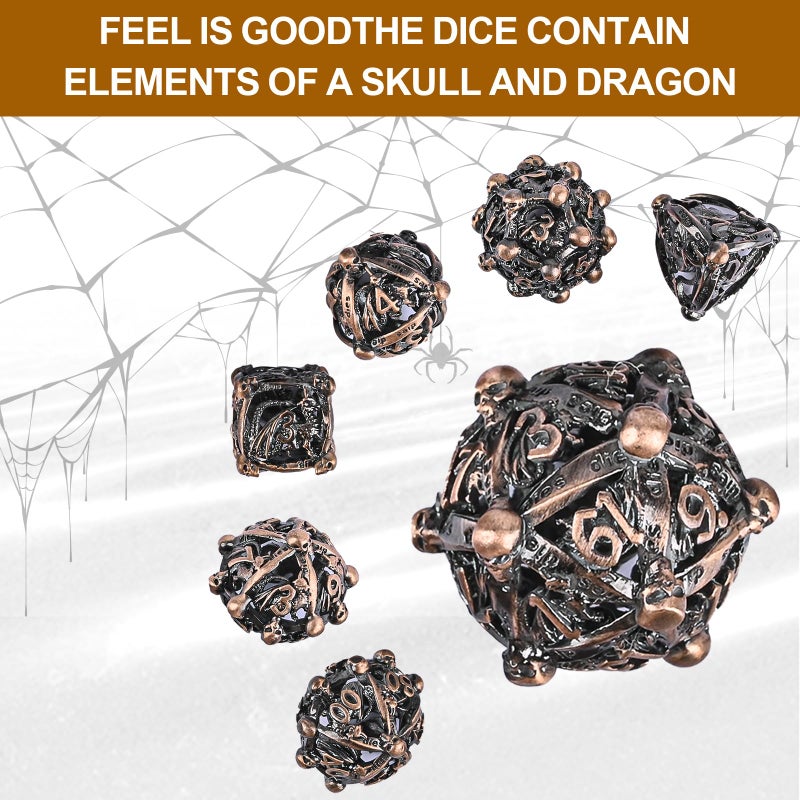 UBEUCK DND Metal Dice Set, UBEUCK 7PCS Gear Metal DND Dice Set for Dungeons & Dragons Board Games Boxes(Bronze Gear) - Image 5