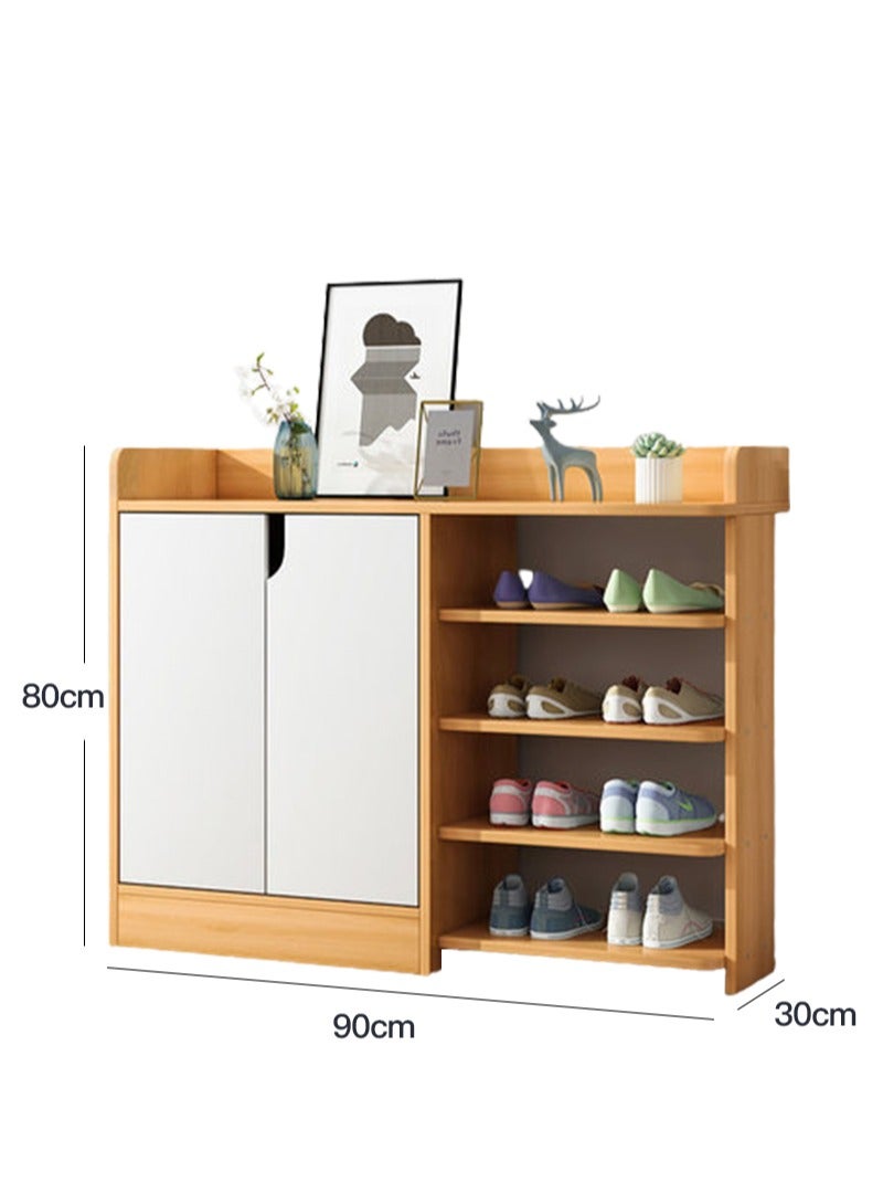 Sharpdo Shoe Rack Simple Door Multi-layer Storage Shelf Home Indoor Solid Wood Color No Door Simple Shoe Cabinet - Image 2