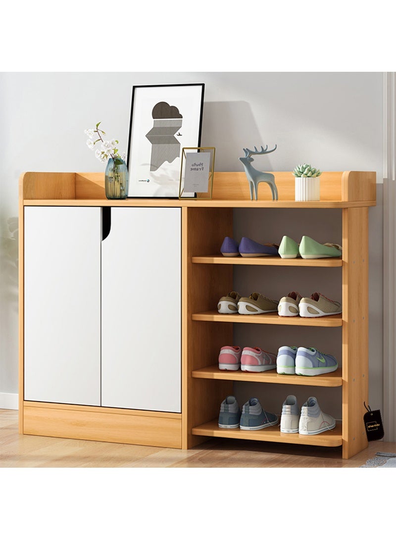 Sharpdo Shoe Rack Simple Door Multi-layer Storage Shelf Home Indoor Solid Wood Color No Door Simple Shoe Cabinet - Image 1