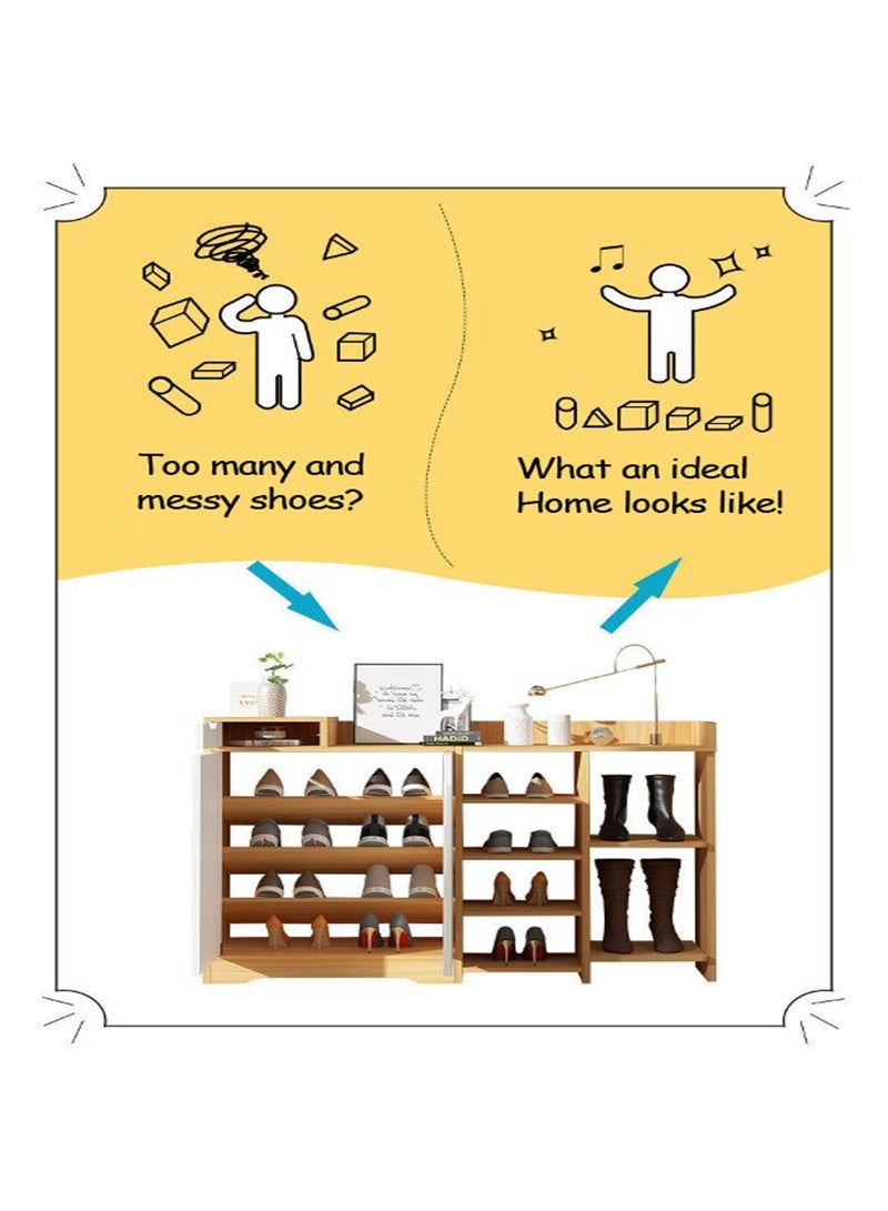 Sharpdo Shoe Rack Simple Door Multi-layer Storage Shelf Home Indoor Solid Wood Color No Door Simple Shoe Cabinet - Image 5
