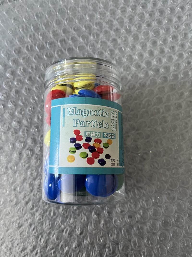 Tiberham Notice Board/Planning Magnets, 80 Pack 20 mm Round Plastic Covered Magnetic Buttons, Refrigerator Whiteboard Magnets for School Office Home - 4 Assorted Colors - Image 3