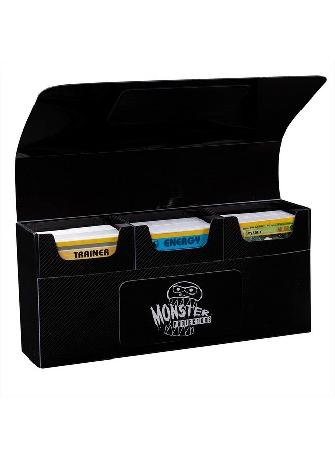 Monster Protectors Monster Protectors Magnetic Triple Deck Box - Black, Holds 225 Gaming TCGs, Self-locking Closure, Compatible w Standard & Smaller Size Gaming Trading Cards, Removable Construction, Gift  - Image 5