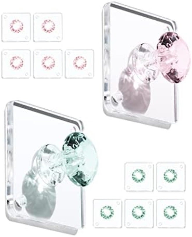 Zreal Diamond Acrylic Adhesive Wall Hooks, 12-Pack Small Clear Decorative Hooks for Keys, Jewelry, Towels, Kitchen & Bathroom - Image 1