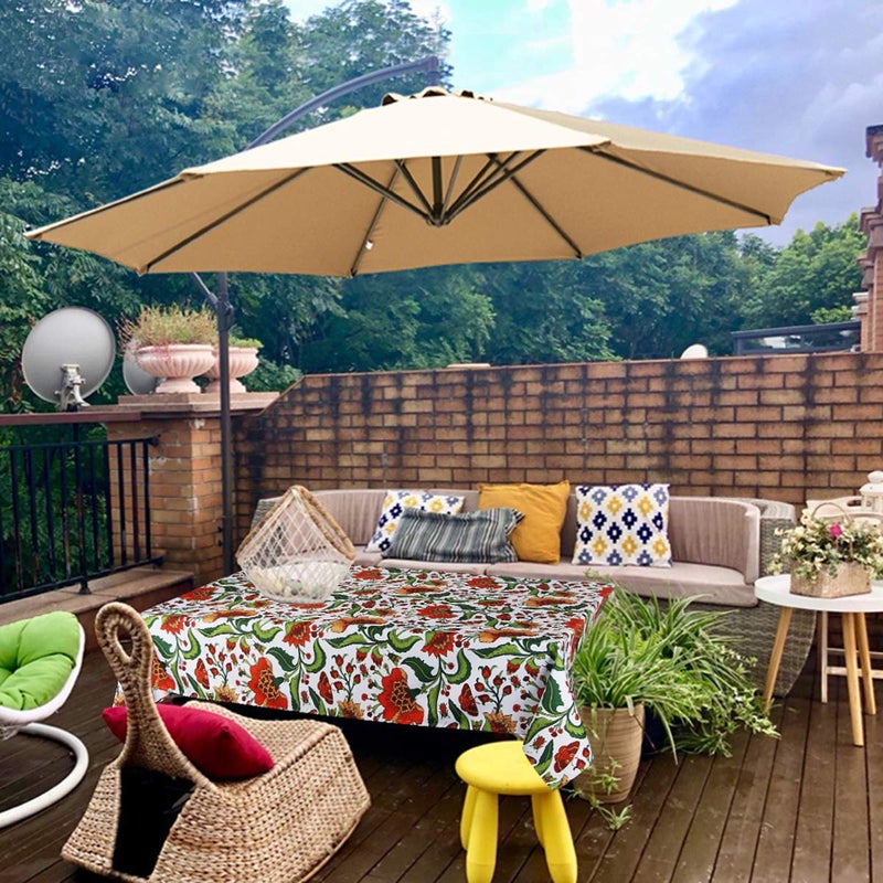EHouseHome مفرش طاولة Ehousehome للاستخدام الداخلي والخارجي مقاوم للانسكاب ومقاوم للماء بتصميم زهور عتيقة من قماش الفناء غطاء طاولة منزلي D؟Cor مفارش طاولة خالية من التجاعيد للعشاء/حفلات الشواء (60 × 102 بوصة مستطيلة/مستطيلة) - Image 3