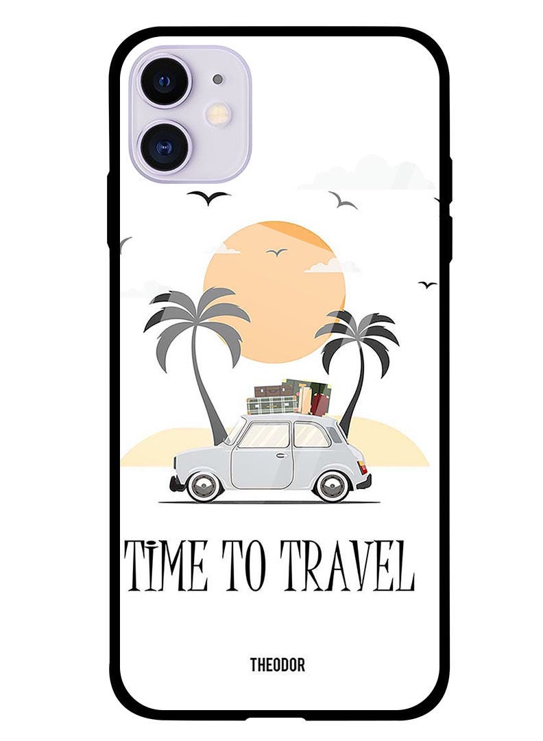 Theodor Protective Tempered Glass Case Cover IPHONE 12 6.1  Time To Travel Vector - Image 1