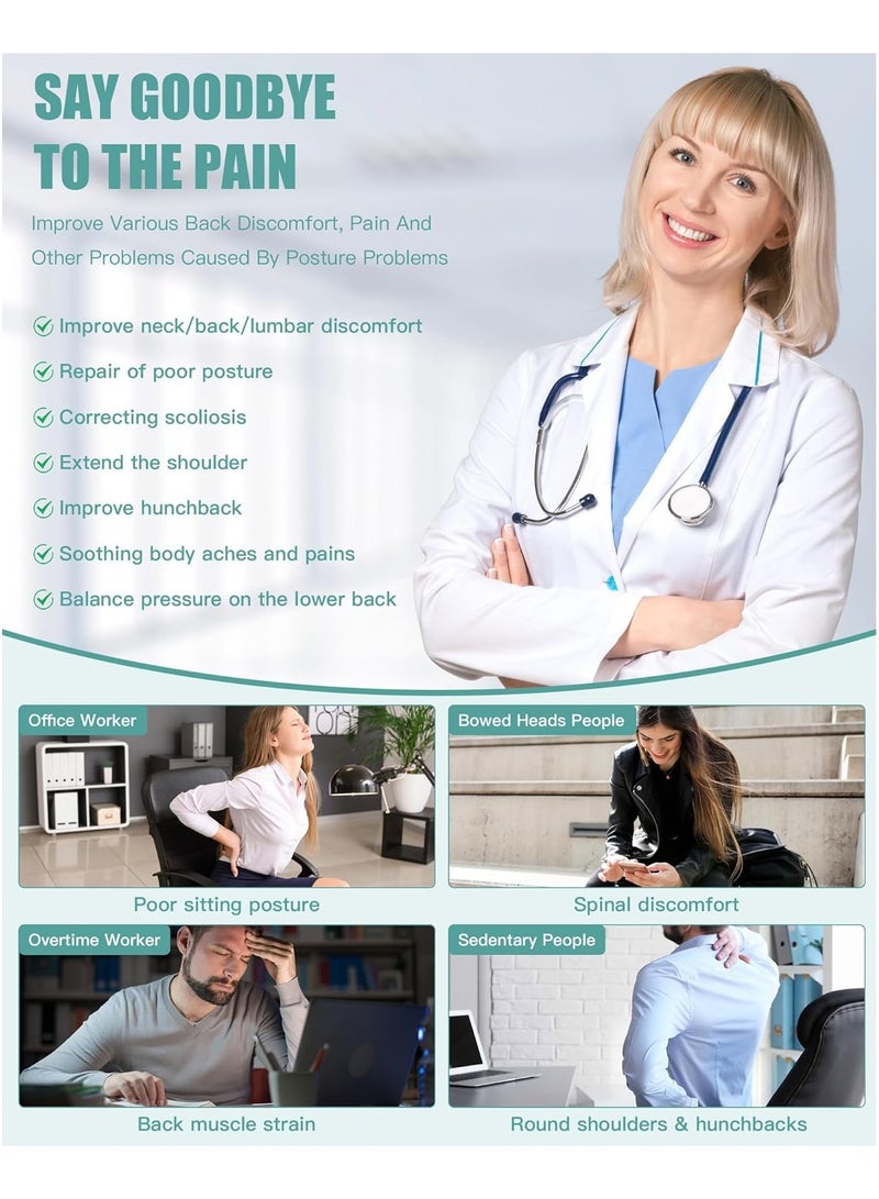 Back Brace Posture Corrector for Women and Men - Full Back Support for Improving Posture & Correcting Scoliosis Hunchback for Soothing Upper and Lower Back Lumbar Neck Shoulder Discomfort (Size:L) - Image 3
