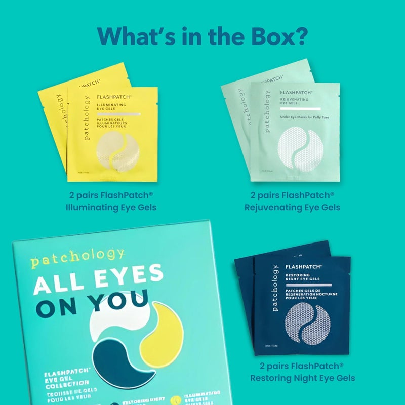 Patchology All Eyes On You Under Eye Mask - Retinol, Collagen & Green Tea Infused - Eye Gels for Dark Circles, Puffiness, & Wrinkles, Eye Patches for Night, Beauty Travel, Reduce Puffy Eyes (6 Pairs) - Image 4