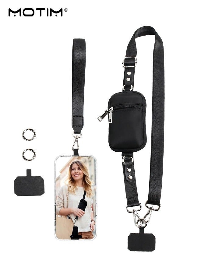 Motim Phone Lanyard Crossbody with Wallet, Adjustable Universal Phone Strap with Wallet, Clip and Go Strap Anti-Theft Crossbody Strap for Most Phones - Image 1