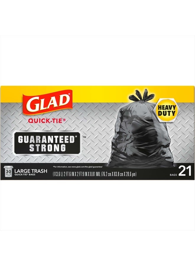 Glad Trash Bags, Strong Quick-Tie Large Garbage Bags - 30 Gallon - 21 Count (Package May Vary) - Image 5