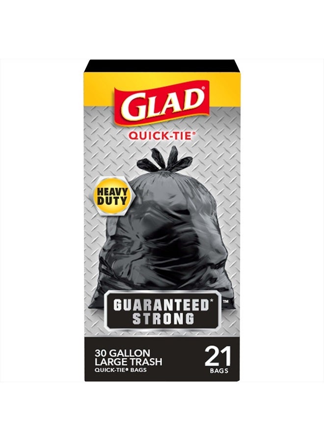 Glad Trash Bags, Strong Quick-Tie Large Garbage Bags - 30 Gallon - 21 Count (Package May Vary) - Image 1