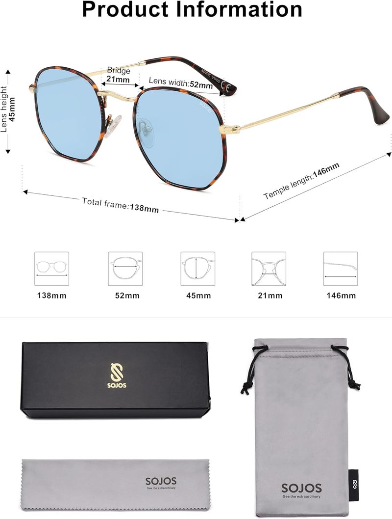Sojos Fine detail Square Polarized Sunglasses for Women Men Small Hexagonal Polygon Mirrored Lens SJ1072 Compact trendy practical build - Image 5