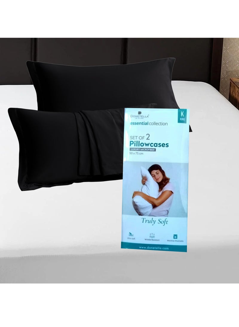 دوناتيلا وسادات من الألياف الدقيقة 2 قطعة غطاء وسادة ناعمة (50 * 75 سم) مع مغلف للإغلاق (بدون وسادة) ، رمادي فحمي - Image 4