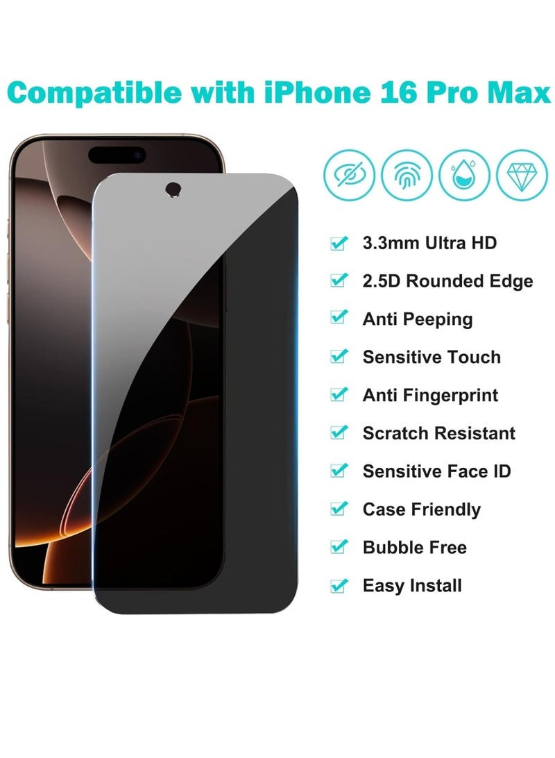 Gravity [3+3 Pack] Privacy Screen Protector with Camera Lens Protector for iPhone 16 Pro Max 6.9" â€“ [Full Coverage] [Anti-Spy] [9H Hardness] [Edge Protection] [Easy Installation] [Bubble-Free] - Image 2