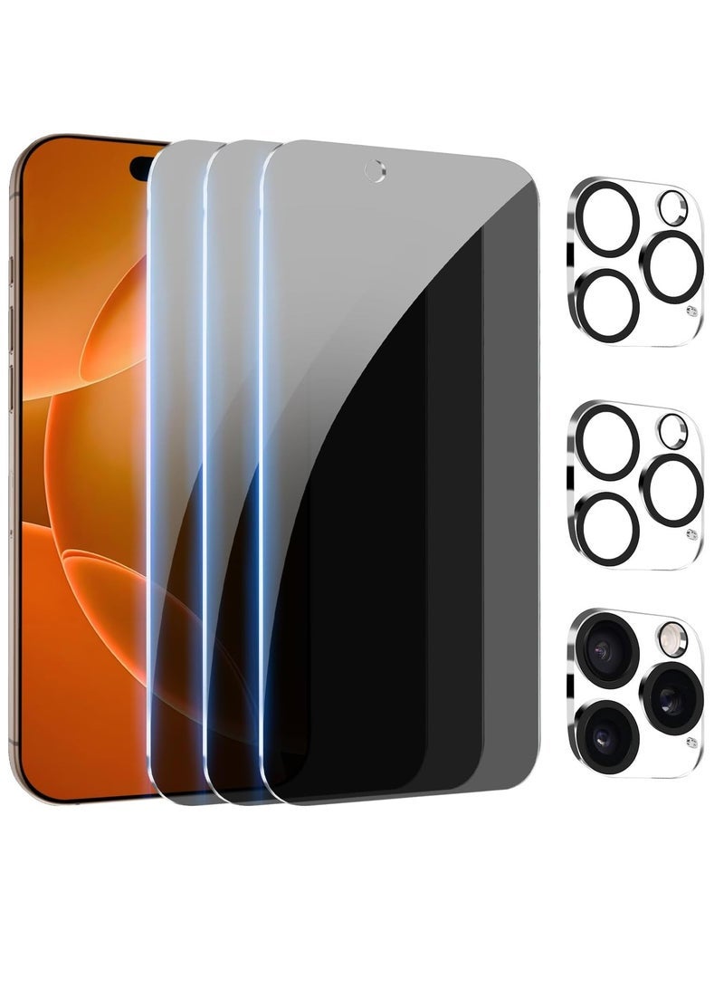 Gravity [3+3 Pack] Privacy Screen Protector with Camera Lens Protector for iPhone 16 Pro Max 6.9" â€“ [Full Coverage] [Anti-Spy] [9H Hardness] [Edge Protection] [Easy Installation] [Bubble-Free] - Image 1