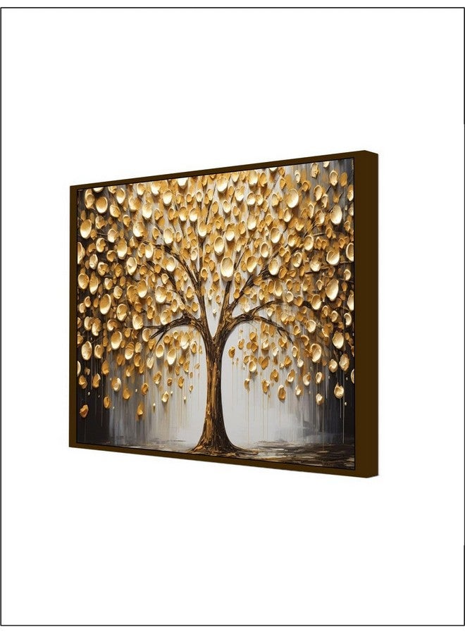Artsense لوحة فنية قماشية شجرة ذهبية فاخرة من آرتسينس بإطار لغرفة المعيشة، غرفة النوم، القاعة، المكتب، لوحة مؤطرة لتزيين الجدران - 30x40 بوصة - Image 3