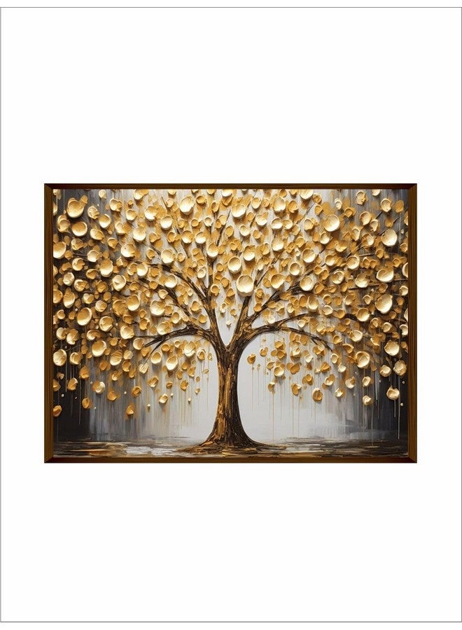 Artsense لوحة فنية قماشية شجرة ذهبية فاخرة من آرتسينس بإطار لغرفة المعيشة، غرفة النوم، القاعة، المكتب، لوحة مؤطرة لتزيين الجدران - 30x40 بوصة - Image 2