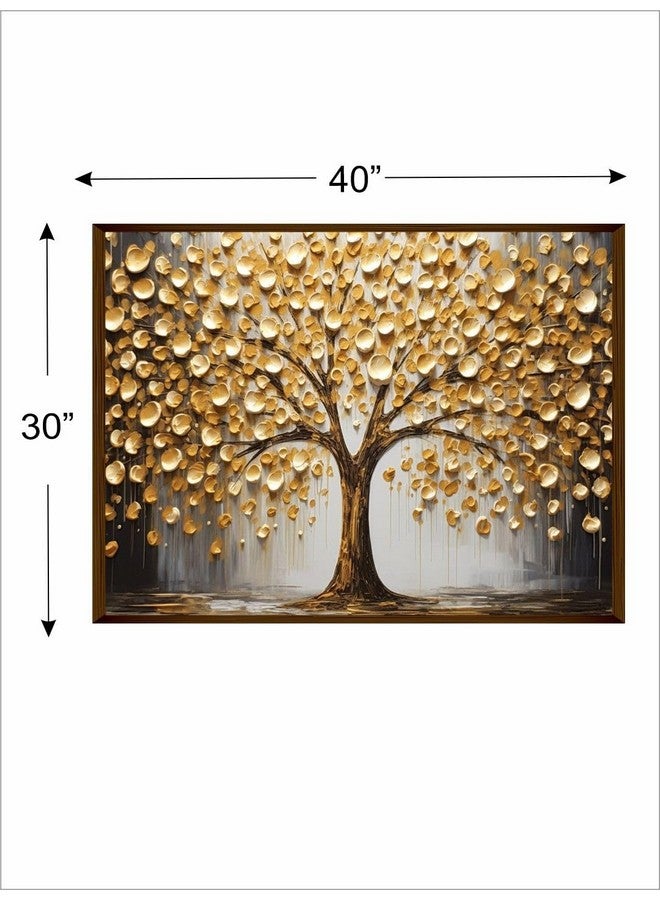 Artsense لوحة فنية قماشية شجرة ذهبية فاخرة من آرتسينس بإطار لغرفة المعيشة، غرفة النوم، القاعة، المكتب، لوحة مؤطرة لتزيين الجدران - 30x40 بوصة - Image 5